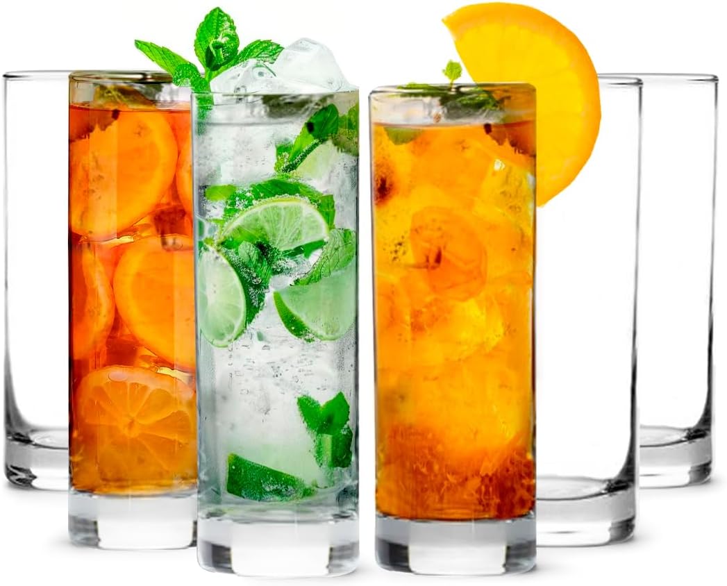 LEMONSODA Premium Highball Glass Set - Elegant Tom Collins Glasses Set of 6-12oz Tall Drinking Water Glasses - Bar Glassware for Mojito, Whiskey, Cocktail