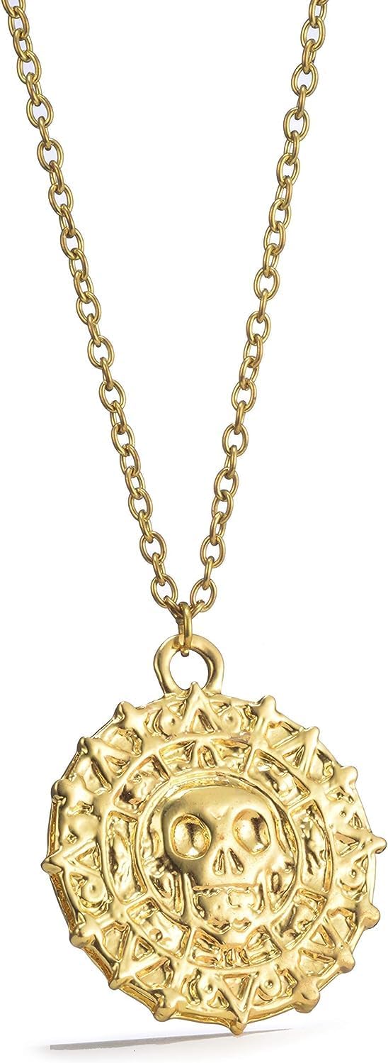 Pirates Of The Caribbean Movies Cursed Aztec Coin Medallion Necklace Gold Fashion design