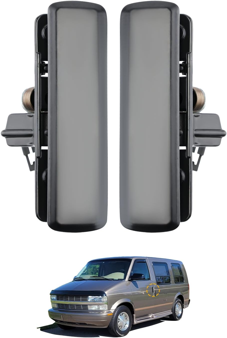 Metal Exterior Door Handle Set (Pair), Compatible with 1985-2005 Chevy Astro, GMC Safari Van, Outside Front Left Driver & Right Passenger Side, OE# 77192, 77193, GM1310108, GM1311108, Outer Handle