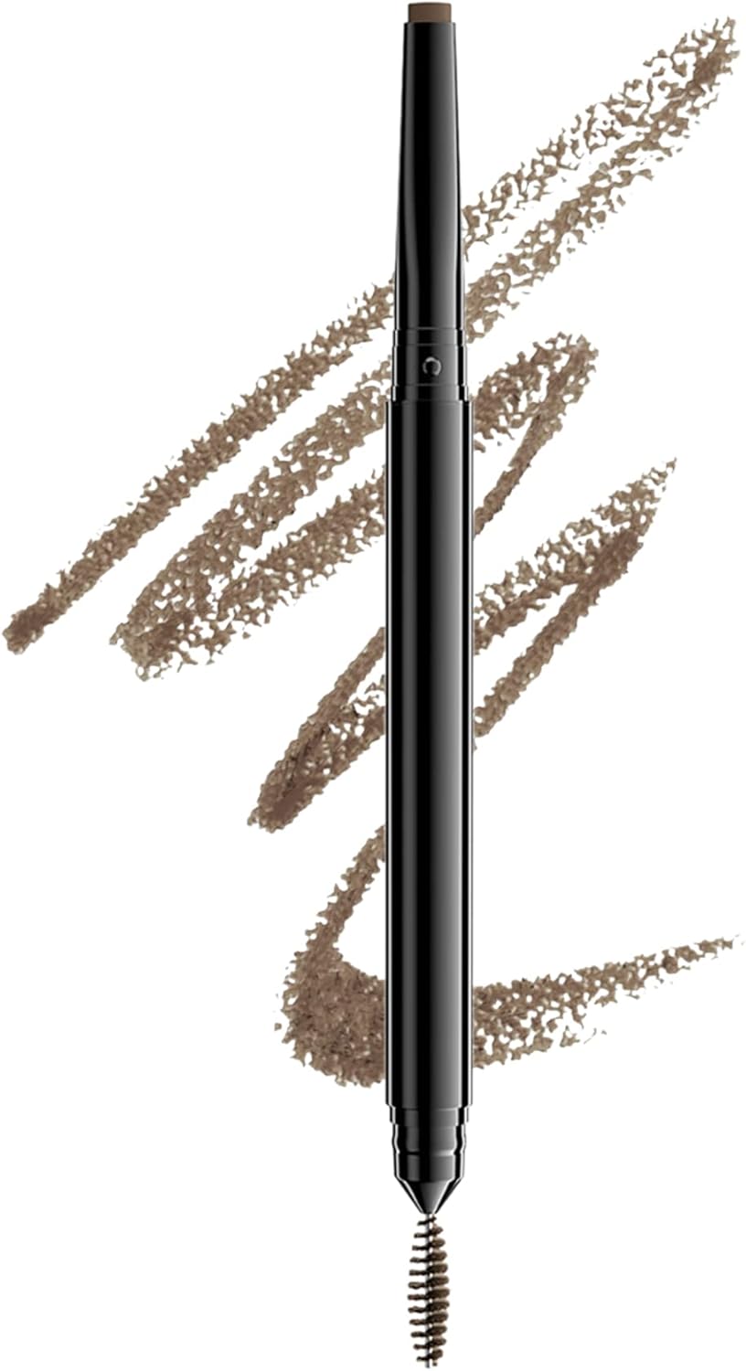 NYX Professional Makeup Precision Brow Pencil, Dual Ended with Flat Tip Pencil and Spoolie Brush, Vegan Formula, Shade: Ash Brown