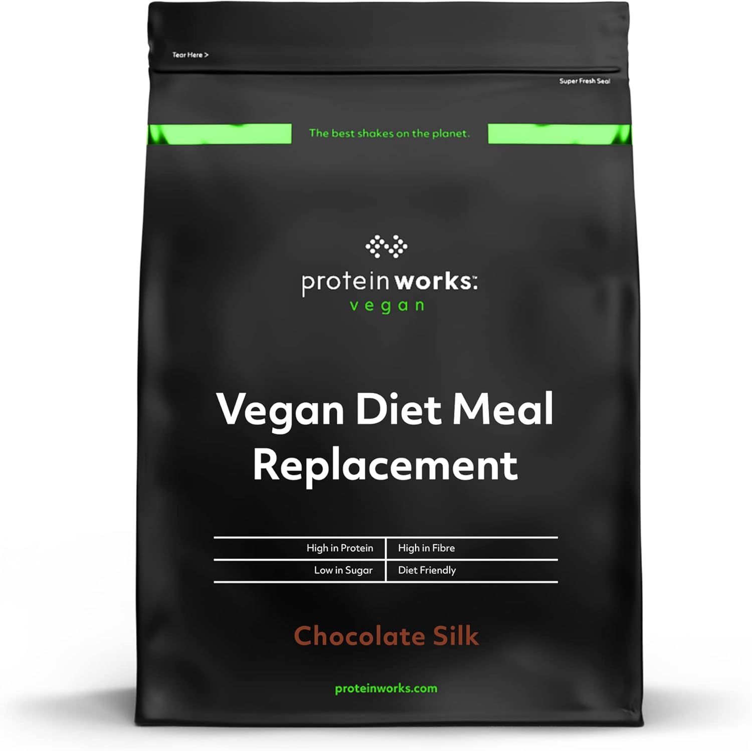 Protein Works - Vegan Diet Meal Replacement , Nutritionally Complete 250 Calorie Meal , Vegan Meal Shake , Plant Based Meal Replacement , 14 Meals , Chocolate Silk , 1 kg