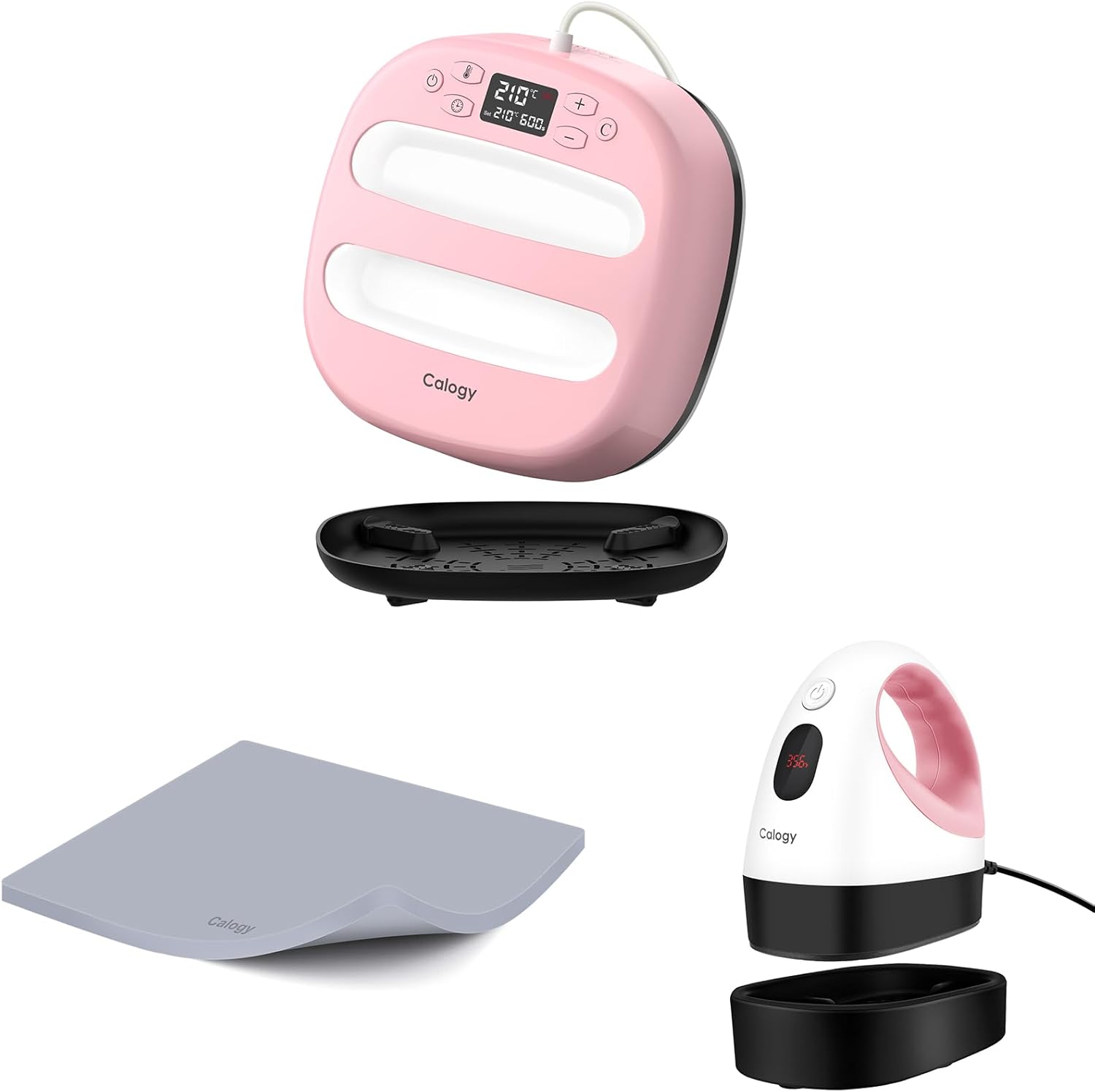 Calogy 10x10 & Mini Heat Press Machine Kit with 15x15 Heat Press Mat