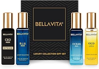 Luxury Collection Eau De Parfum (4x0.68 fl. oz.) | Cologne set for Men | 4 in a box - Perfume Set for men | OUD GOLD, OCEAN, B.L.U & CEO Intense | Perfect for gifting