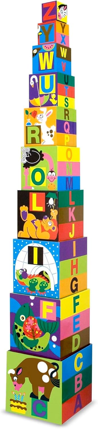 Melissa & Doug Deluxe 10-Piece Alphabet Nesting and Stacking Blocks - FSC Certified