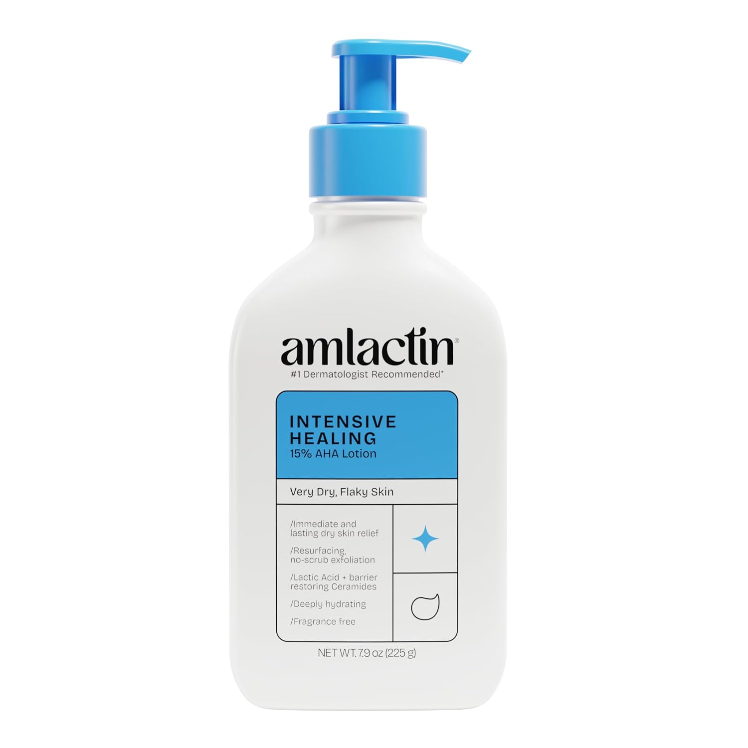 AmLactin Intensive Healing Body Lotion - Therapeutic Lotion for Extremely Dry Skin - No-Scrub Exfoliator and Moisturizer with 15% Lactic Acid AHA and Ceramides, 7.9 oz (Packaging May Vary)