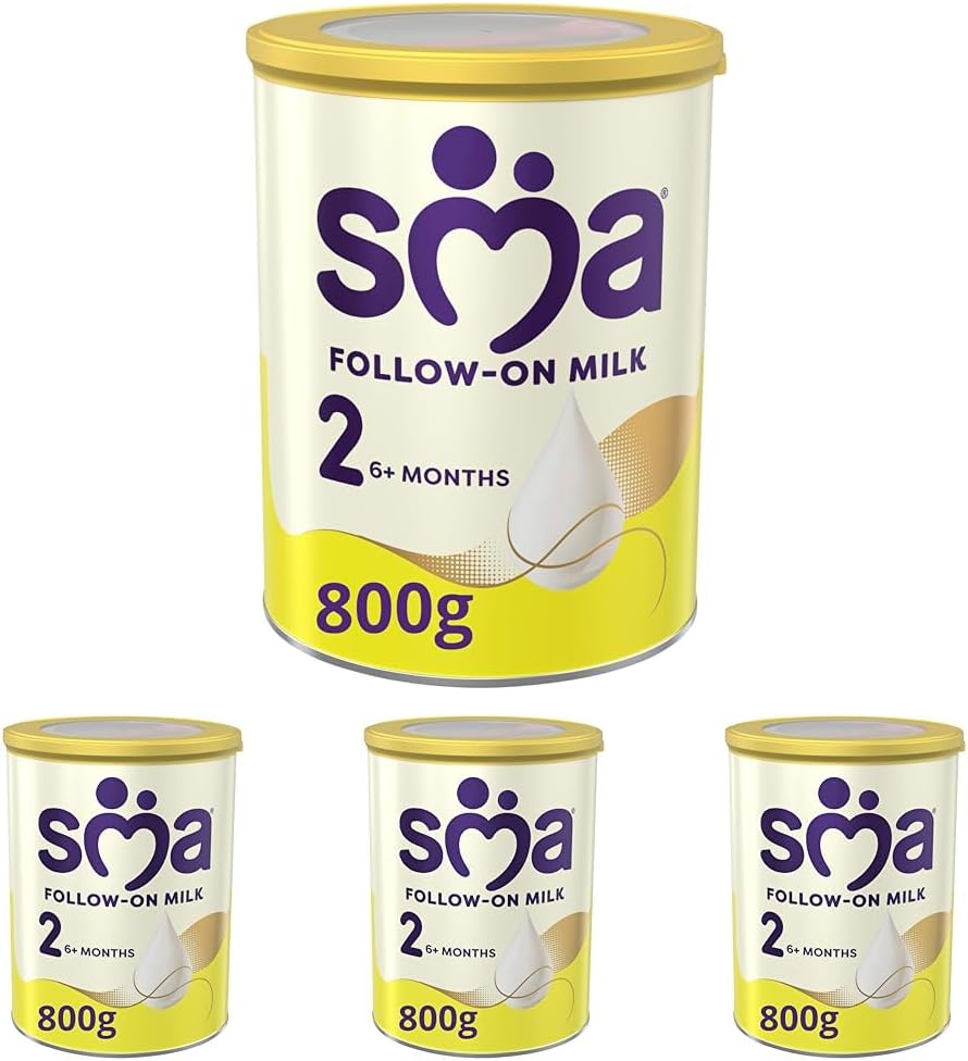 SMA Follow-on Baby Milk Powder Formula, 6-12 Months, 800 g (Pack of 4)
