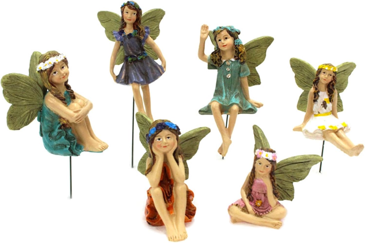 Flower Fairy Miniature - 6 Pieces Resin Fairy Statues On Stick | Garden Fairies Figurines | Decorative Tiny Fairy Statue | Vintage Resin Fairy Garden Accessories