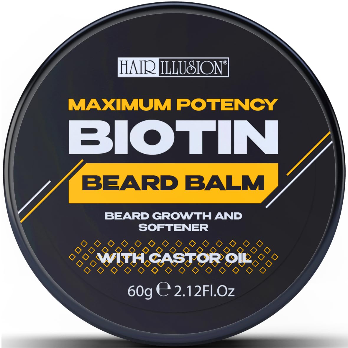 Hair Illusion Maxium Potency Biotin Beard Growth Balm | For Mens Beard Mustache Growth. Softening & Condition Beard with Castor Oil for Beard Conditioning and Shine.
