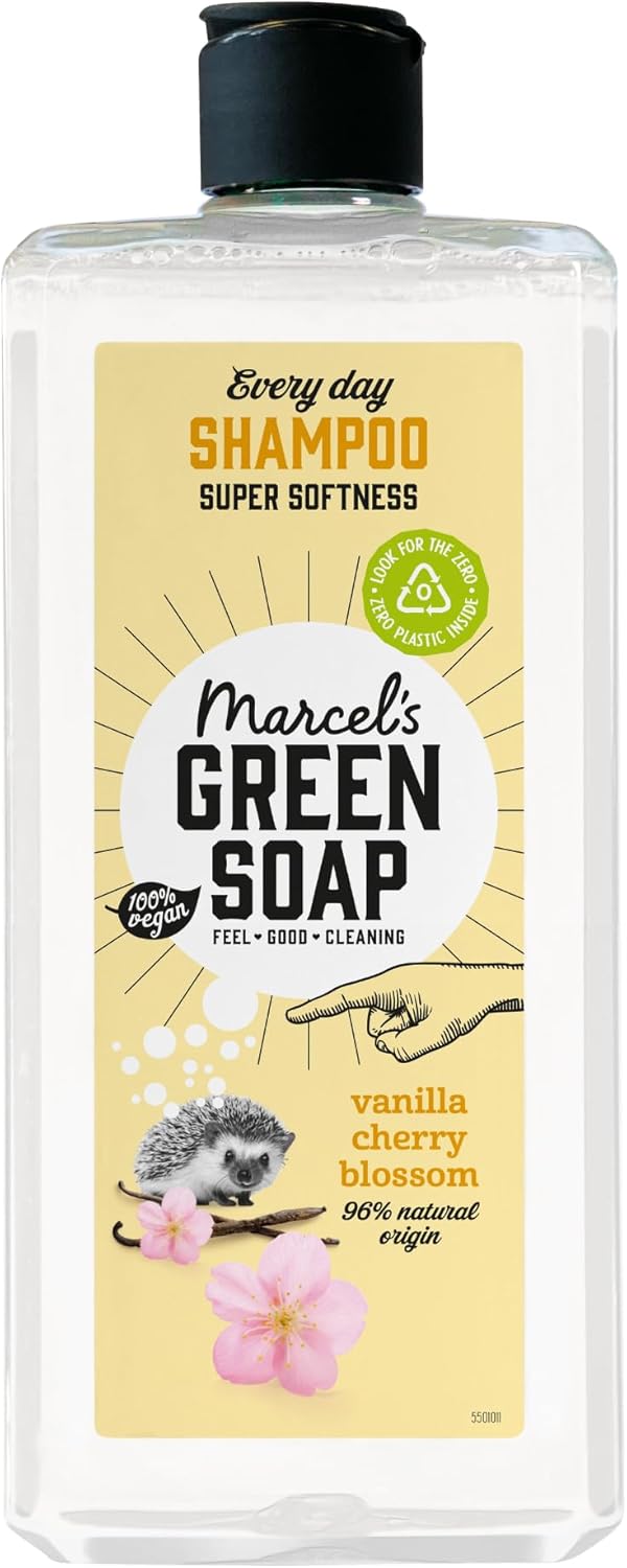 Marcel's Green Soap Shampoo - Vanilla & Cherry Blossom - Natural Oils - 97% Natural - 97% Biodegradable - Vegan - 300ml