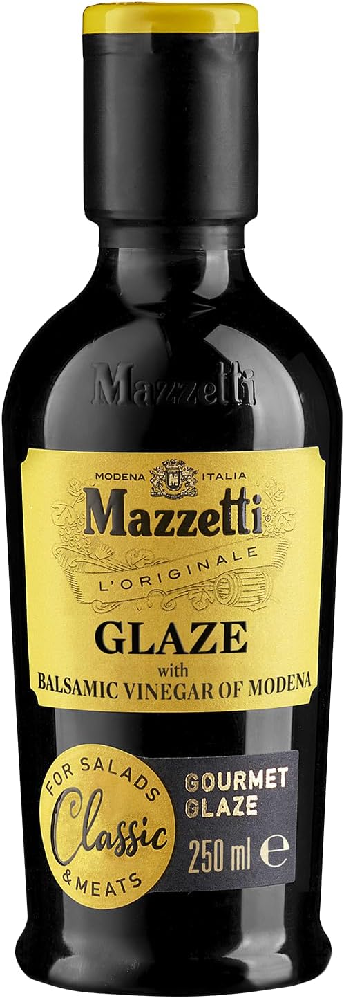 Mazzetti Balsamic Glaze, with Balsamic Vinegar of Modena. The original gourmet glaze, thick and sweet. Perfect for salads, meats and vegetables. Made in Italy, Black, 215 ml (Pack of 1)