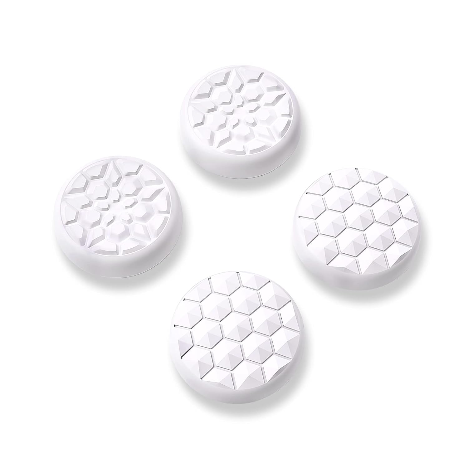 PlayVital Thumb Grip Caps for Steam Deck LCD, Silicone Thumbsticks Grips Joystick Caps for Steam Deck OLED - Diamond Grain & Crack Bomb Design White