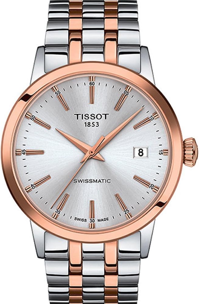 Tissot mens Classic Dream Stainless Steel Dress Watch Rose Gold T1294072203100