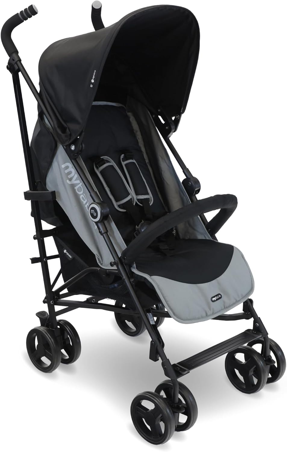 My Babiie MB02 Stroller - from Birth to 4 Years (22kg), Lightweight & Compact Umbrella Fold, Travel Buggy for Toddlers - Black & Grey