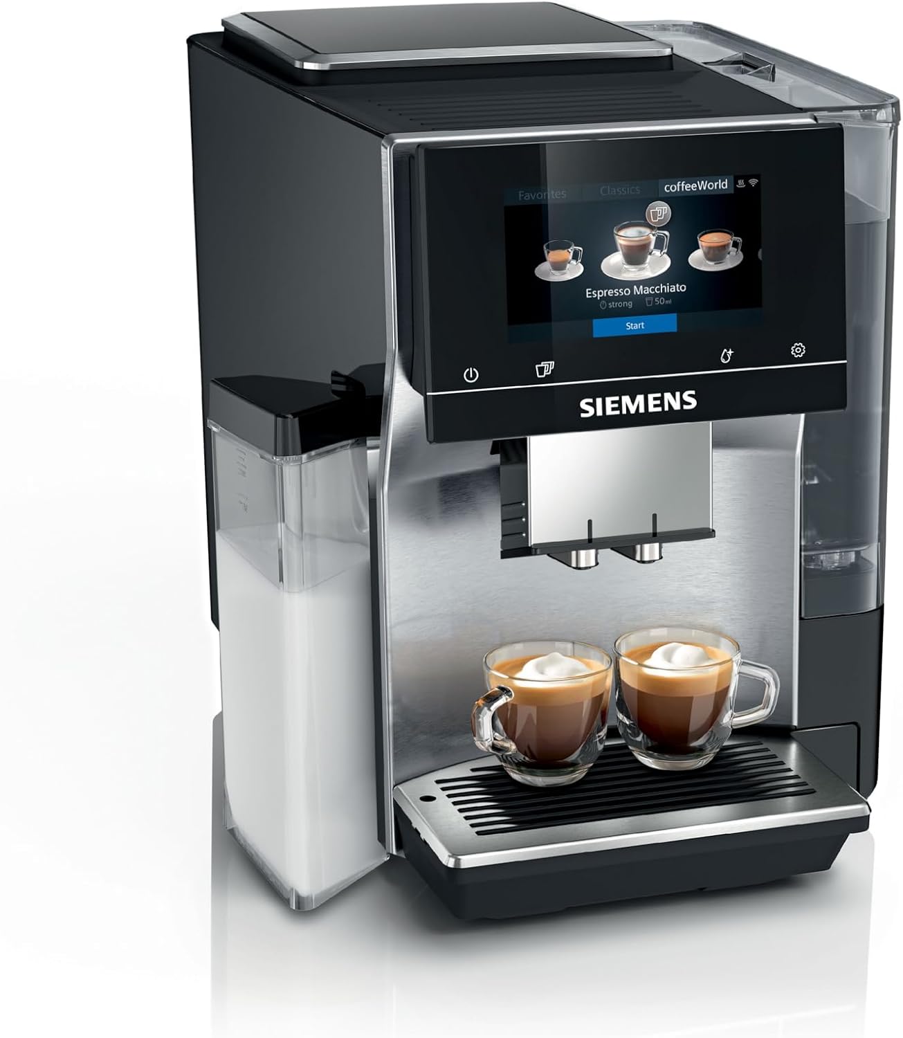 SIEMENS EQ700 Fully Automatic Bean to Cup Coffee Machine, 5" Touch Screen Display, Cold Brew/Slow Brew, Integrated Milk Container, 30+ Coffee Beverages with Home Connect, TQ717GB3