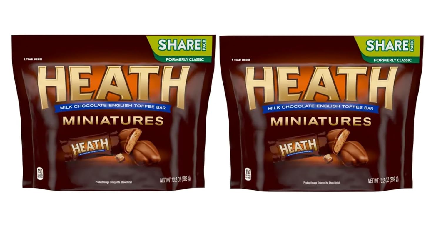 Smiling Sweets Heath Toffee Bar Miniatures Classic Bag, 10.2 Ounce - Individually Wrapped - Pack of 2