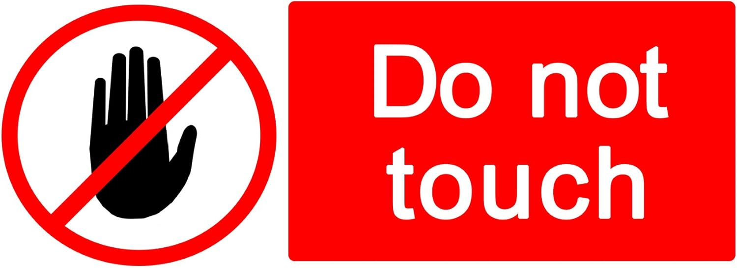 2 x WARNING - DO NOT TOUCH - Warning Sign Removable Self Adhesive Waterproof Durable Vinyl Label Sticker 225mm x 106mm
