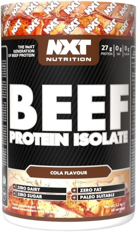 NXT Nutrition Beef Protein Isolate Powder - Protein Powder High in Natural Amino Acids - Paleo, Keto Friendly - Dairy and Gluten Free - Muscle Recovery | 1.2kg (Cola)