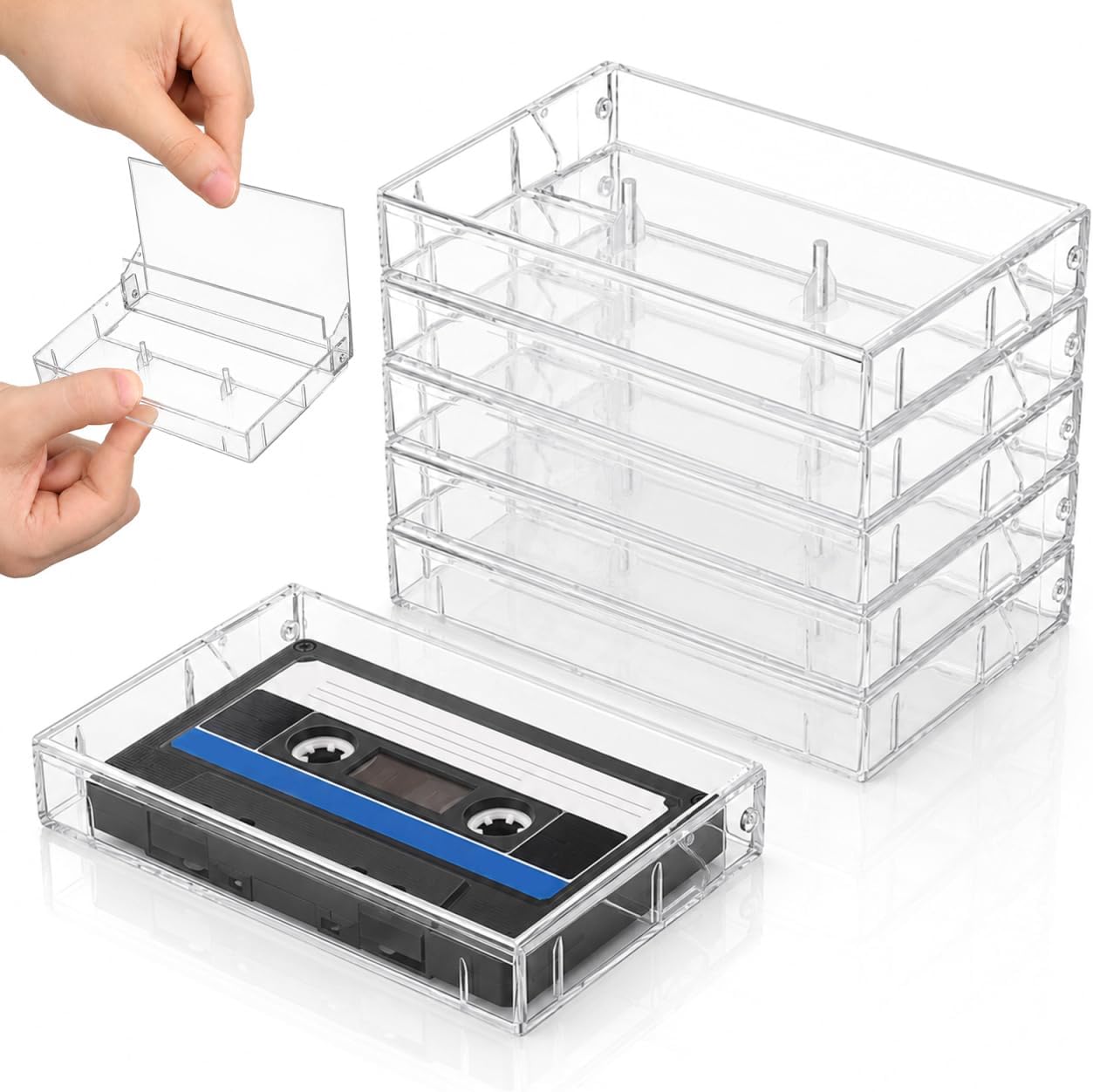 OSALADI 6Pcs High Transparency Cassette Tape Storage Holder Clear Plastic Audio Cassette Cases for Organizing Music Tapes Stylish and Convenient Storage for Your Collection