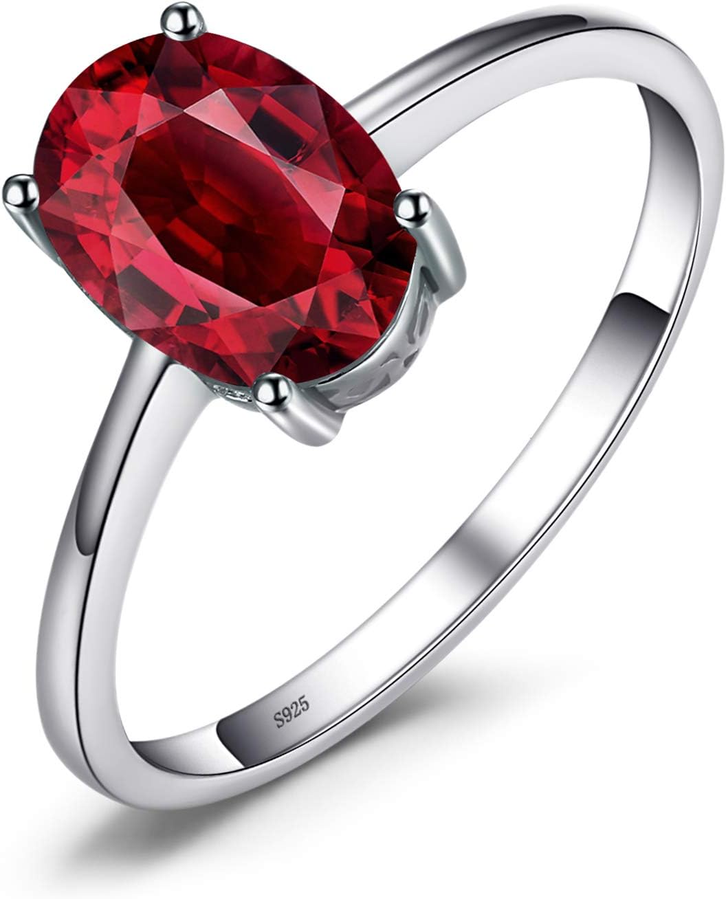 JewelryPalace Class Natural Gemstone Garnet Peridot Amethyst Citrine Blue Topaz Birthstone Solitaire Engagement Rings for Women, Anniversary 14K Gold Plated 925 Sterling Silver Promise Rings for Her