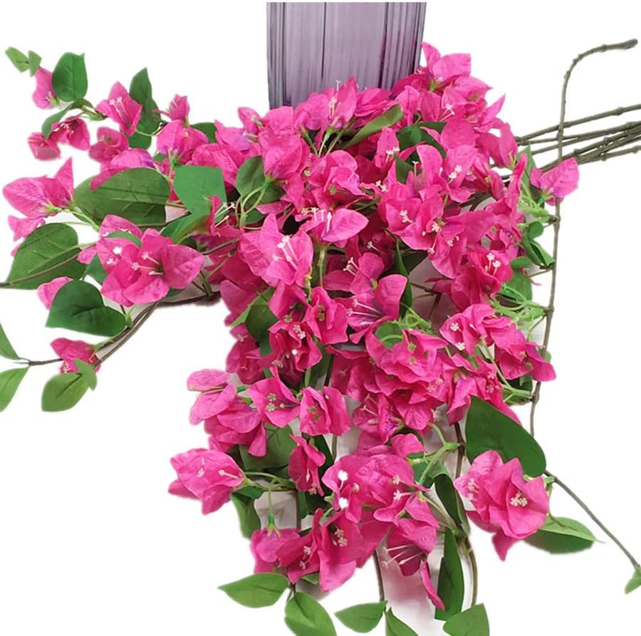 Gladiolus garden 10pcs Silk Bougainvillea Grabble Tree Branch Faux Climbing Design Bougainvillea Spectabilis Flower Stems for Wedding Centerpiece Floral Decoration (deep pink)