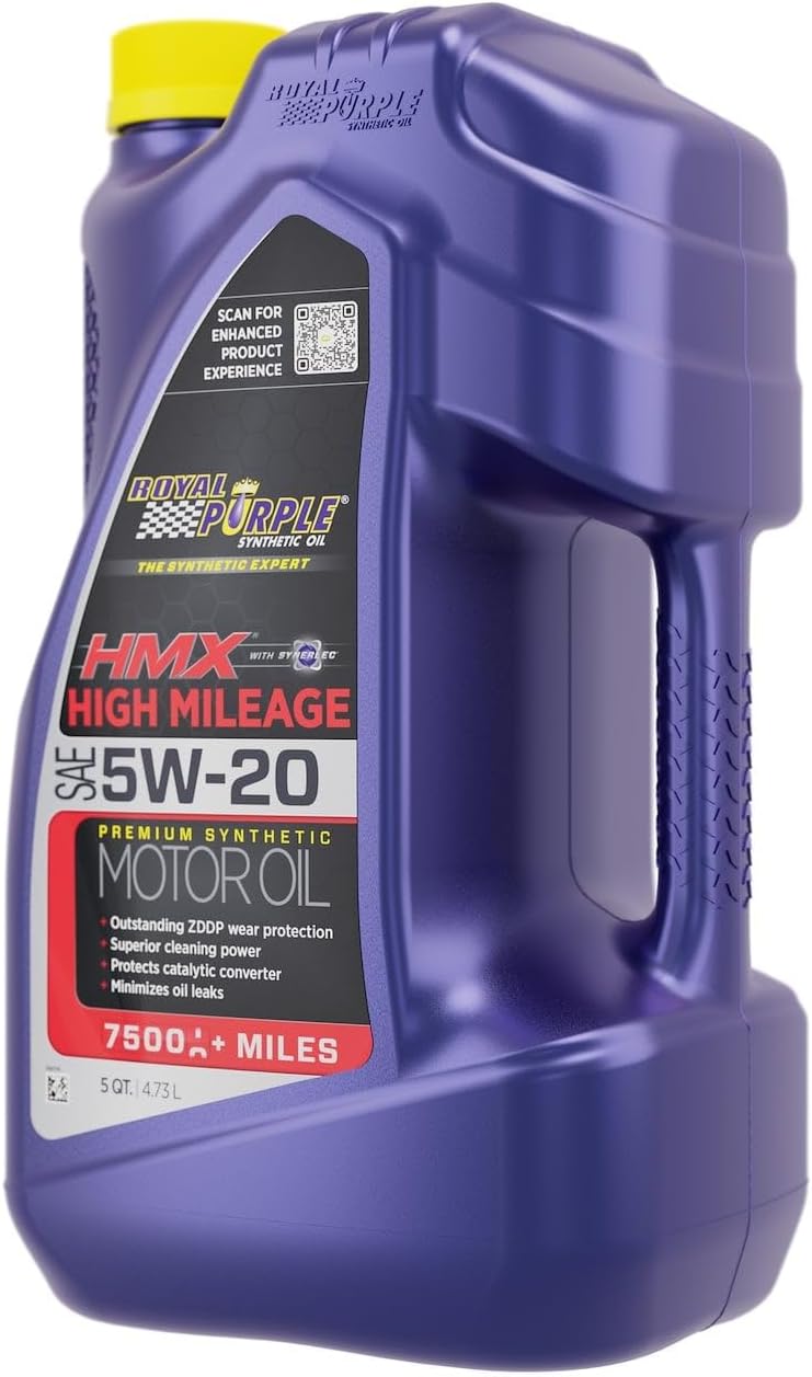 Royal Purple HMX w/Synerlec | High Mileage SAE 5W-20 Premium Synthetic Motor Oil |5 Quart | SKU: 17518