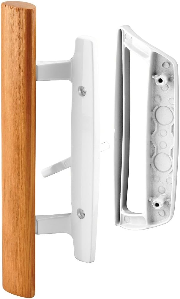 PRIME-LINE Products C 1204 Sliding Glass Set – Replace Old or Damaged Door Handles Quickly and Easily – White Diecast, Mortise/Hook Style (Fits 3-15/16” Hole Spacing)