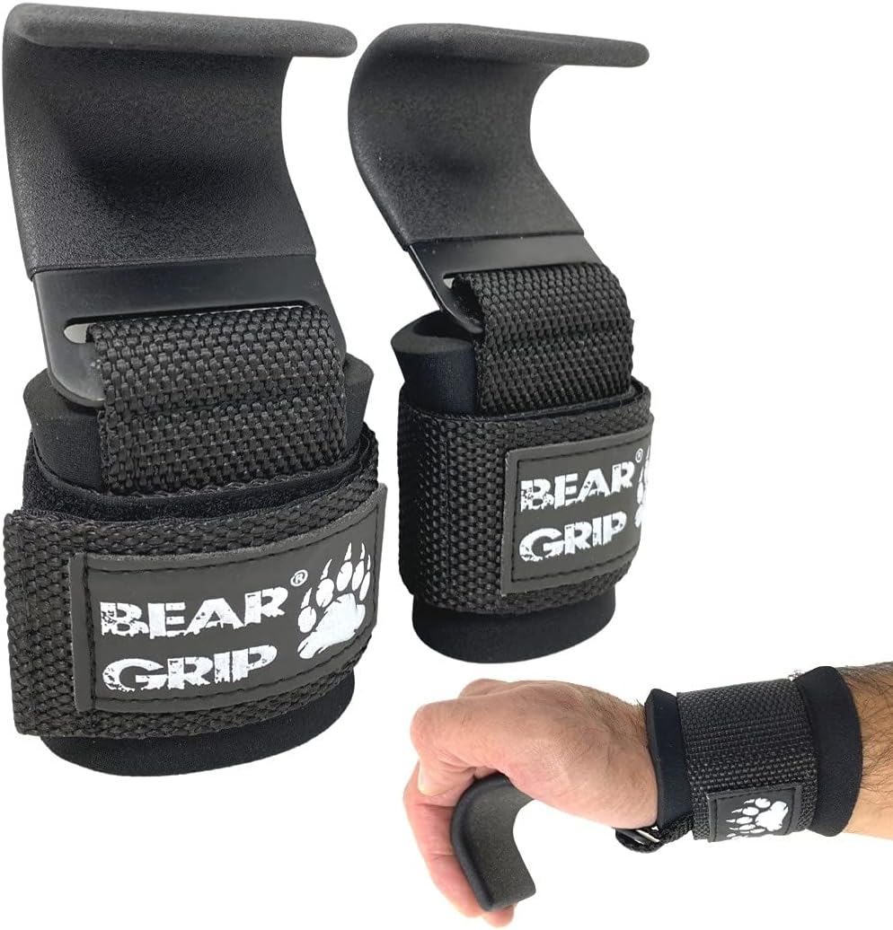 BEARGRIP Hook Grip Lifting Straps & Wrist Support – Heavy-Duty Gym Straps for Weightlifting, Deadlifts, Powerlifting, CrossFit, Strength Training, Reduces Grip Fatigue