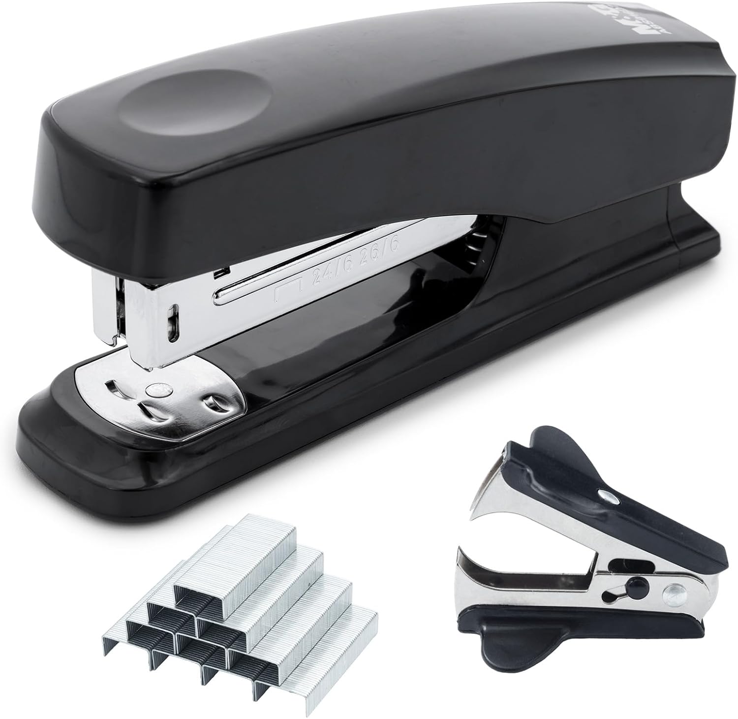 M&G Desktop Stapler Basic Stapler with 25 Sheet Capacity, Two Binding Modes, Portable Stapler with 1000 Staples and Remover, Durable Staplers for Office School Home (Black)