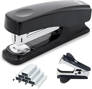 M&G Desktop Stapler Basic Stapler with 25 Sheet Capacity, Two Binding Modes, Portable Stapler with 1000 Staples and Remover, Durable Staplers for Office School Home (Black)