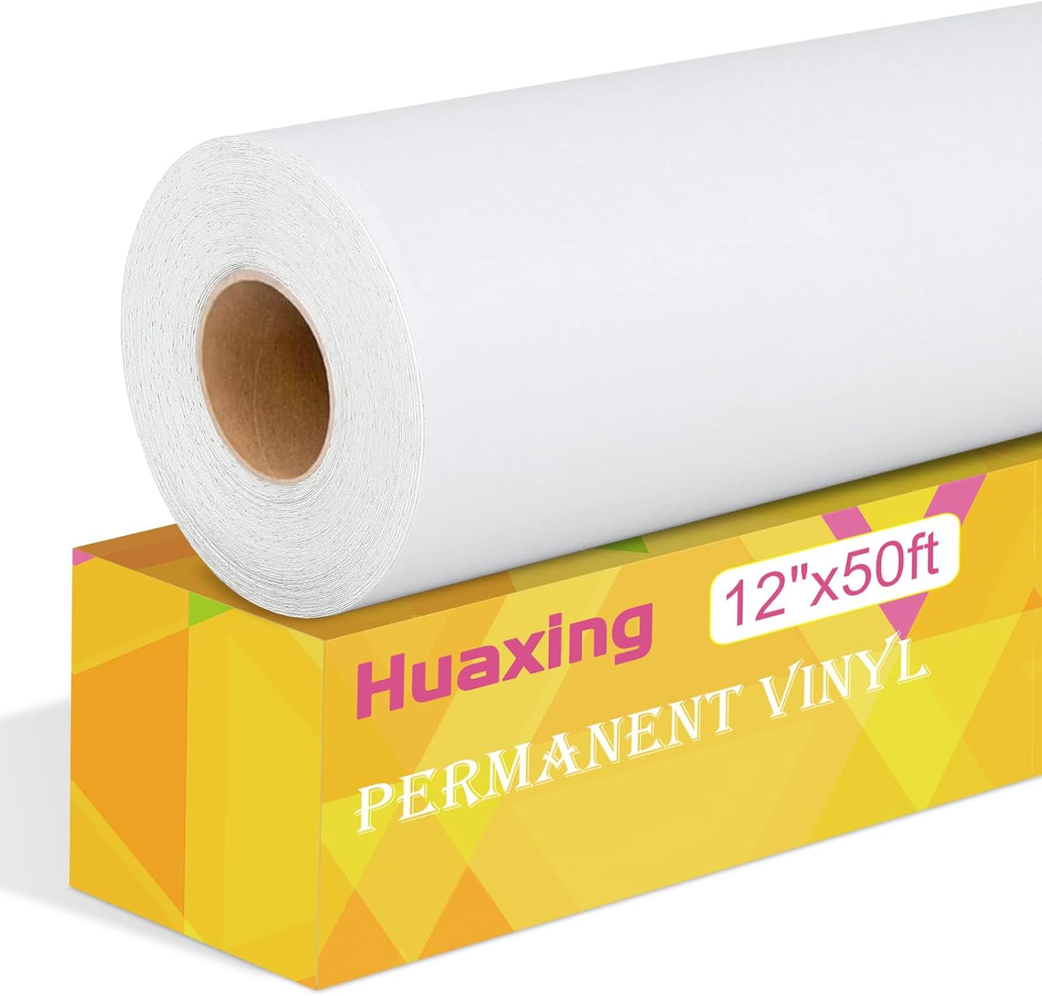 Matte White Permanent Vinyl, 12" x 50FT Permanent Adhesive Vinyl Roll for All Cutting Machines, Signs, Craft Die Cutters