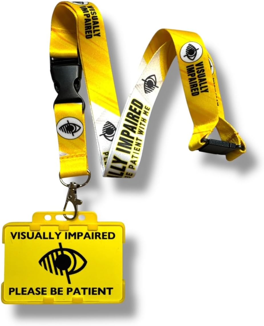 Visually Impaired Lanyard with Matching Visually Impaired Printed Card, Double Card Holder