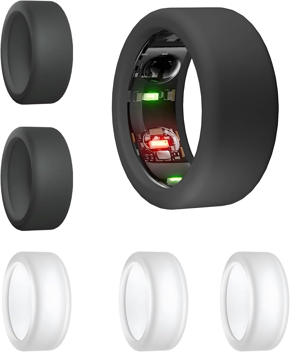 6PC Silicone Ring Cover Compatible with Ring Gen 3/Oura Ring 4/Samsung Galaxy Ring/Ultrahuman Ring AIR Protector, Anti-Scratch Elastic Case Finger Wrapper for Women Men Woking Out(S for 6/7/8/9/10)
