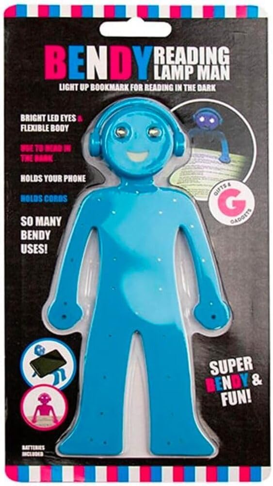 Black Nore Gifts Bendy Man Novelty Reading Lamp - Blue: Fun and Flexible Light Companion for Reading Adventures!