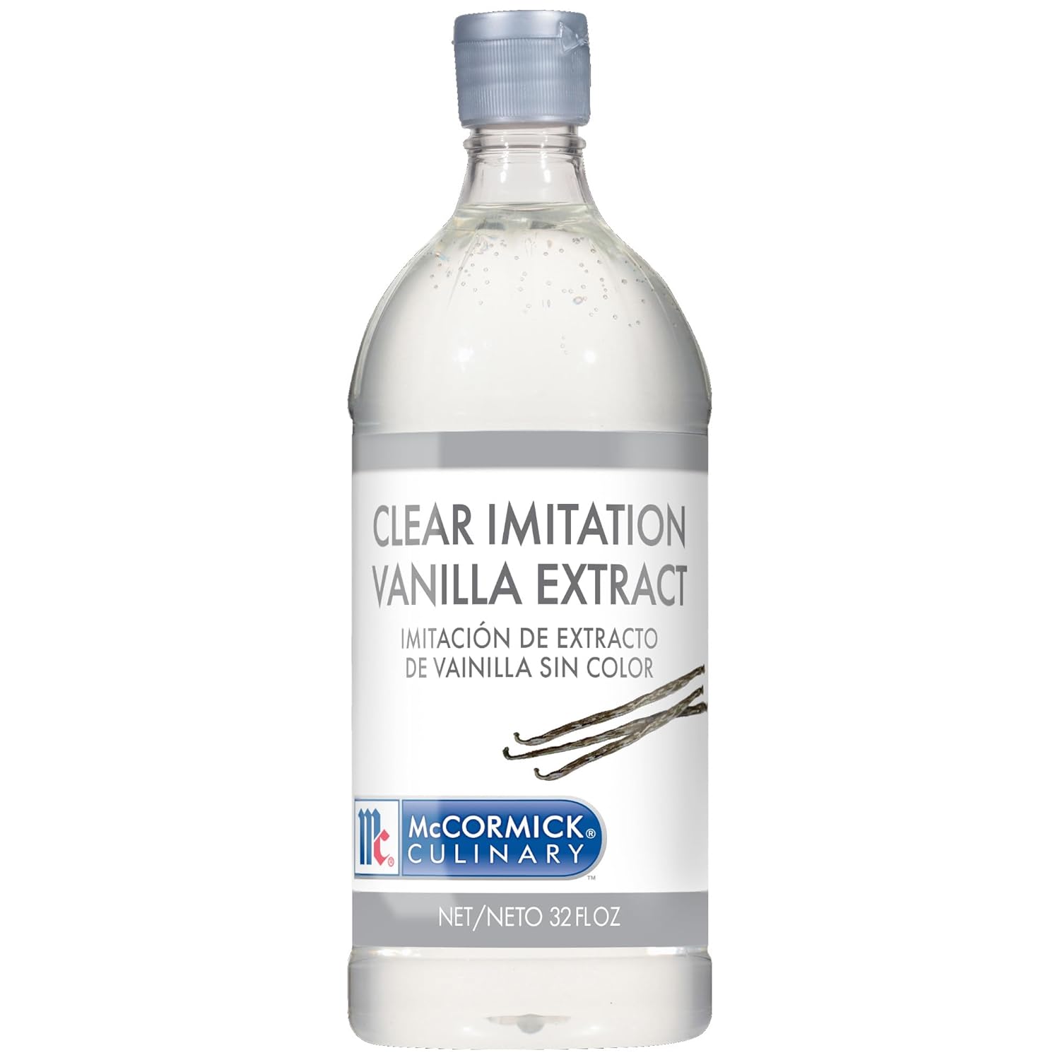 McCormick Culinary Clear Imitation Vanilla Extract, 32 fl oz - One 32 Fluid Ounce Bottle of Clear Vanilla Flavoring for Baking, Perfect in Baked Goods, Frostings, Custards and Desserts