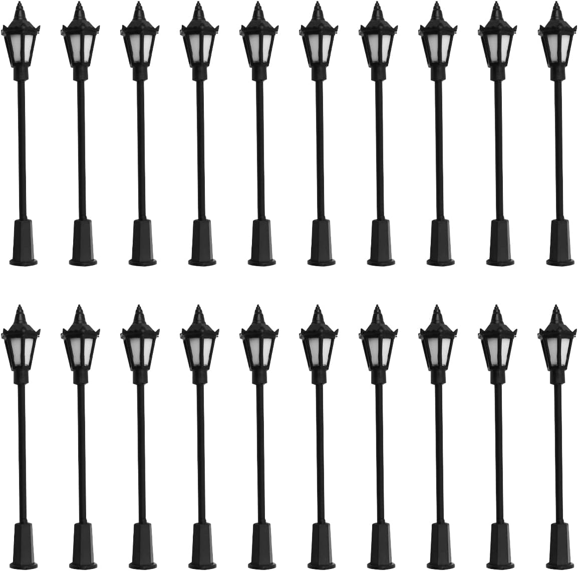 WANGCL 20PCS Plastic LED Mini Lamppost Street HO OO Scale 1/100 for Sandboxes Miniature Gardens Cities Model
