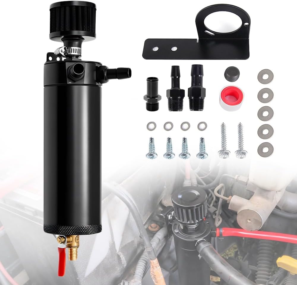 BARTOO Upgrade 750ml Oil Catch Can Kit Universal 2 Port Catch Can Tank