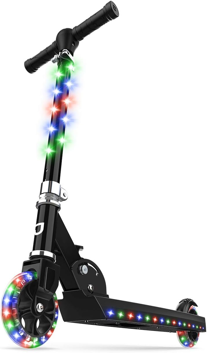 Jetson 2-Wheel Light-Up Kick Scooter, Light Up Deck and Wheels, Height Adjustable Handlebar, Rear Brake, Easy-Folding Mechanism, 4 or 6 inch wheels