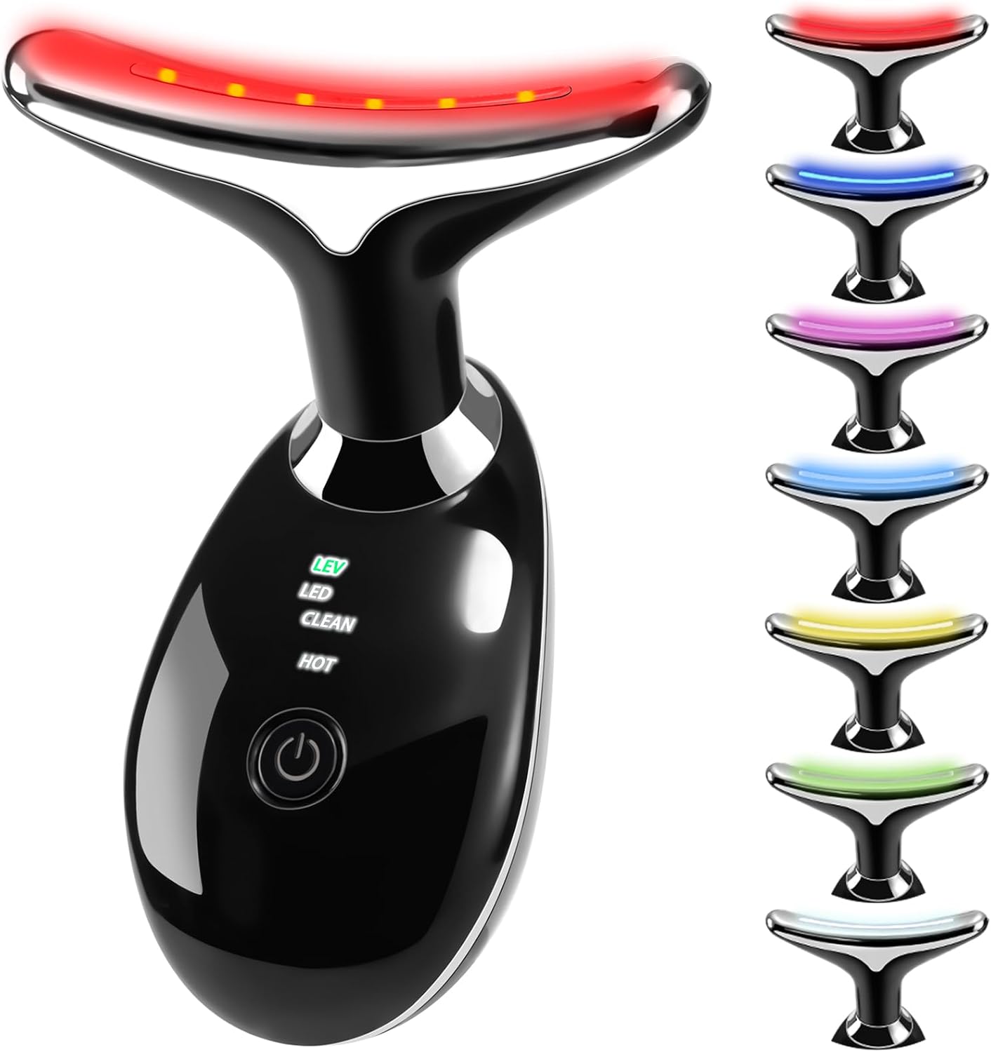 VGY 7 Colors Face Massager Tool for Skin Care, Multi-Function Electric Facial Massager Tool for Wrinkles, Double Chin (Black)