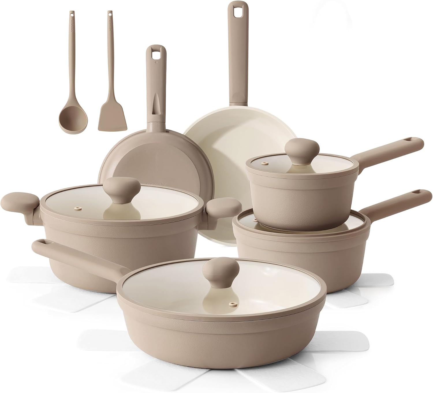 SENSARTE Ceramic Nonstick Pots and Pans Set, Nontoxic Cookware Set 17pcs