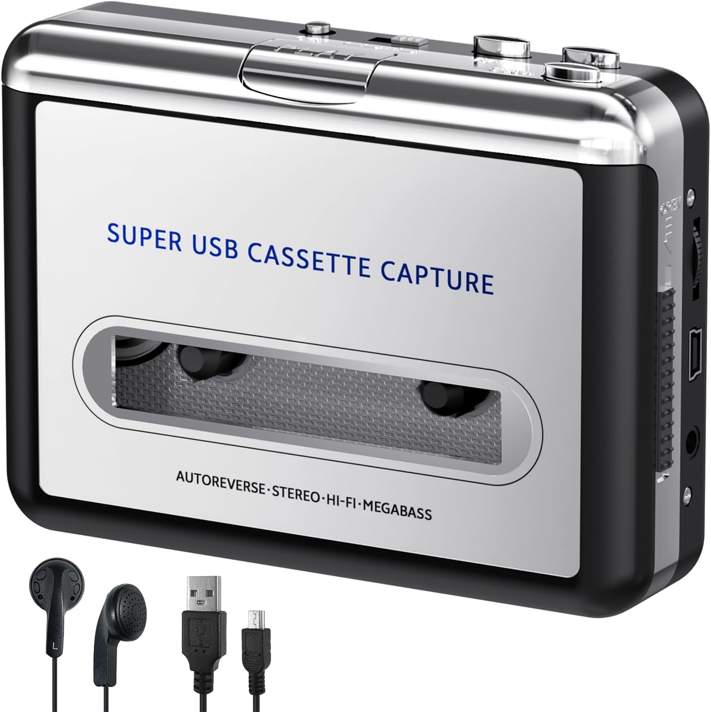 Cassette Player Tape Recorder- Convert Tape to Digital MP3 Digital, Portable Walkmaner with Auto-Reverse, 3.5MM Headphone Jack
