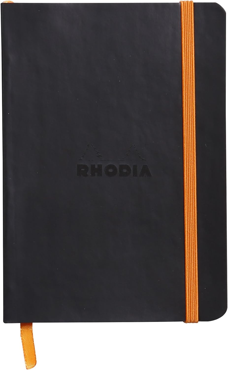 RHODIA 117302C - Black Flexible Notebook - A6 - Lined - 144 pages - Ivory Clairefontaine Paper 90 g/m - Bookmark, Elastic Closure - Faux Leather Cover - Rhodiarama Collection
