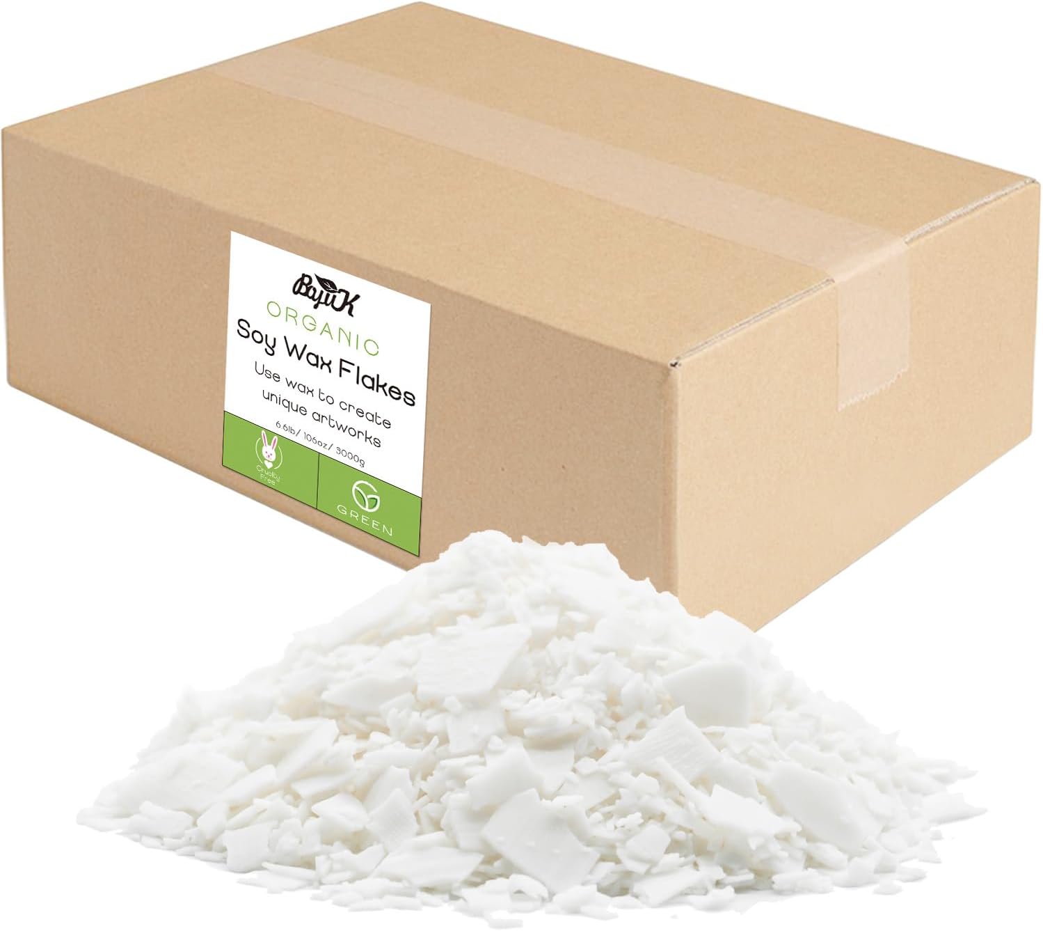 Soy Wax Flakes 3KG, BOYUJK Premium Natural Candle Wax, 100% Soy Wax for Candle Making from Organic Farm, No additives, Harmless and Pure