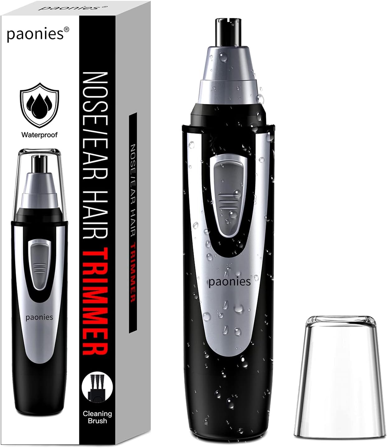 Ear and Nose Hair Trimmer Clipper, 2025 Professional Painless Eyebrow & Facial Hair Trimmer for Men Women, Battery-Operated Trimmer with IPX7 Waterproof, Dual Edge Blades for Easy Cleansing