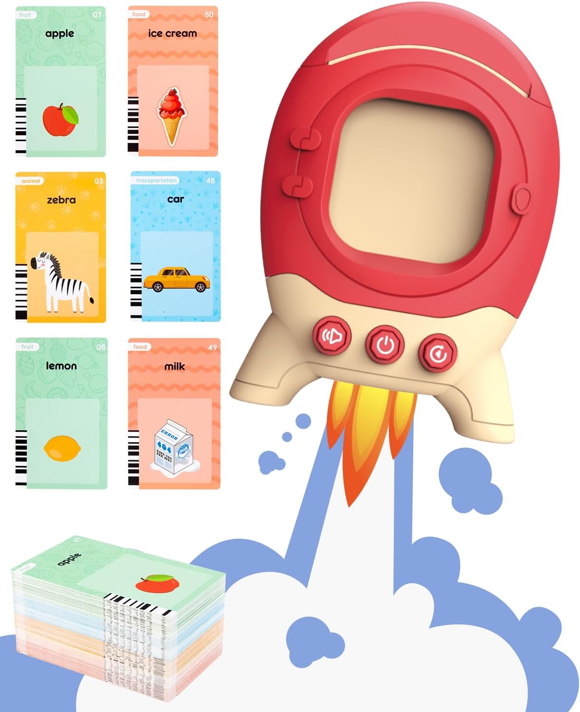 Rocket Sight Words Flash Cards Kindergarten Autism Sensory Toys Learning Materials 120Pcs Talking Audible Flash Cards for Toddlers Educational Montessori Toys for 2 Year Old