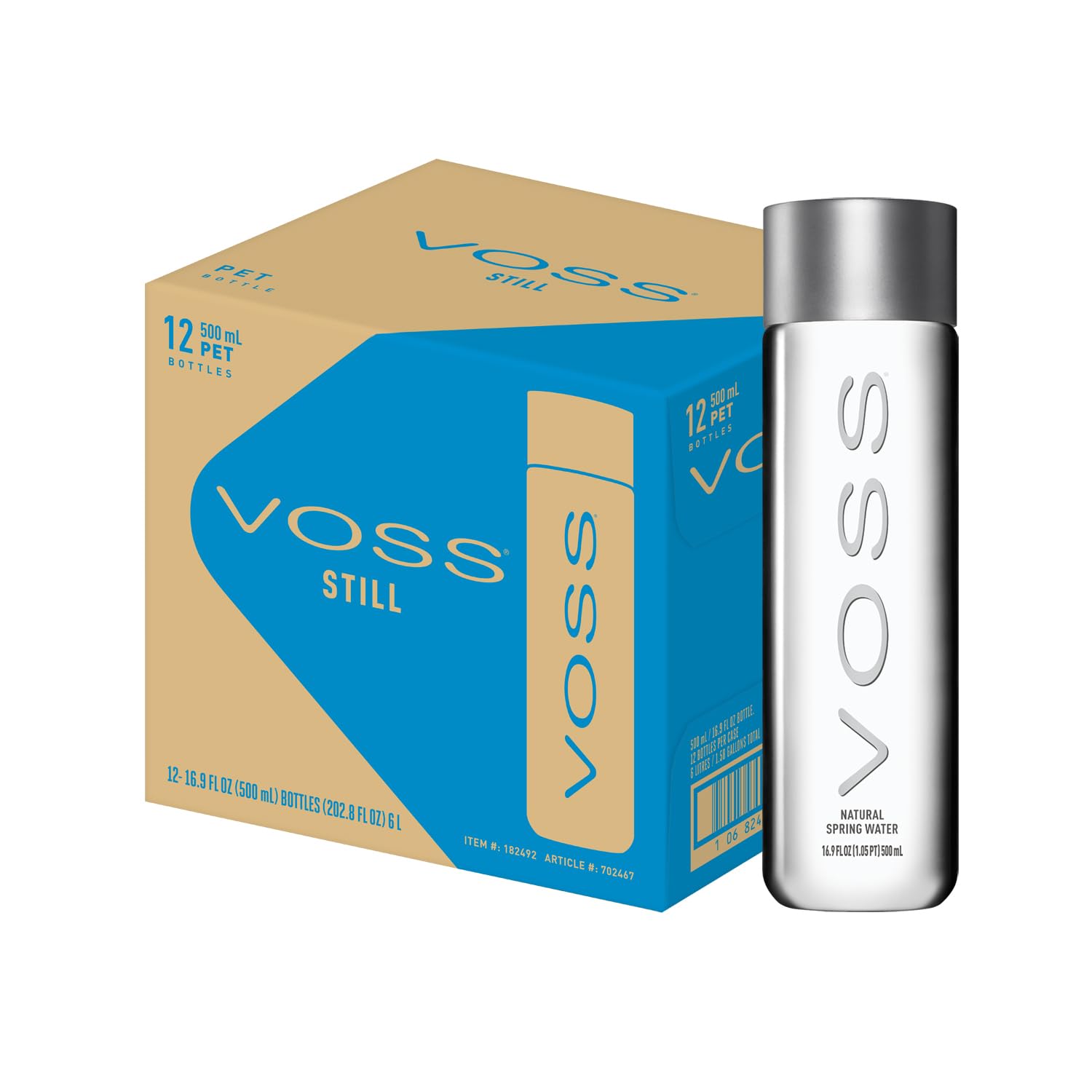 VOSS Premium Still Bottled Natural Water - BPA-Free - High Grade PET - Recyclable Plastic Bottles - Pure Drinking Water with Unique & Iconic Bottle Design - 12 Pack