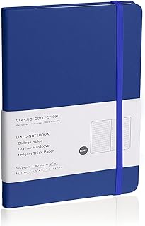 Lined Journal Notebook, (Blue), 160 Pages, Medium 5.7 inches x 8 inches - 100 gsm Thick Paper, Hardcover