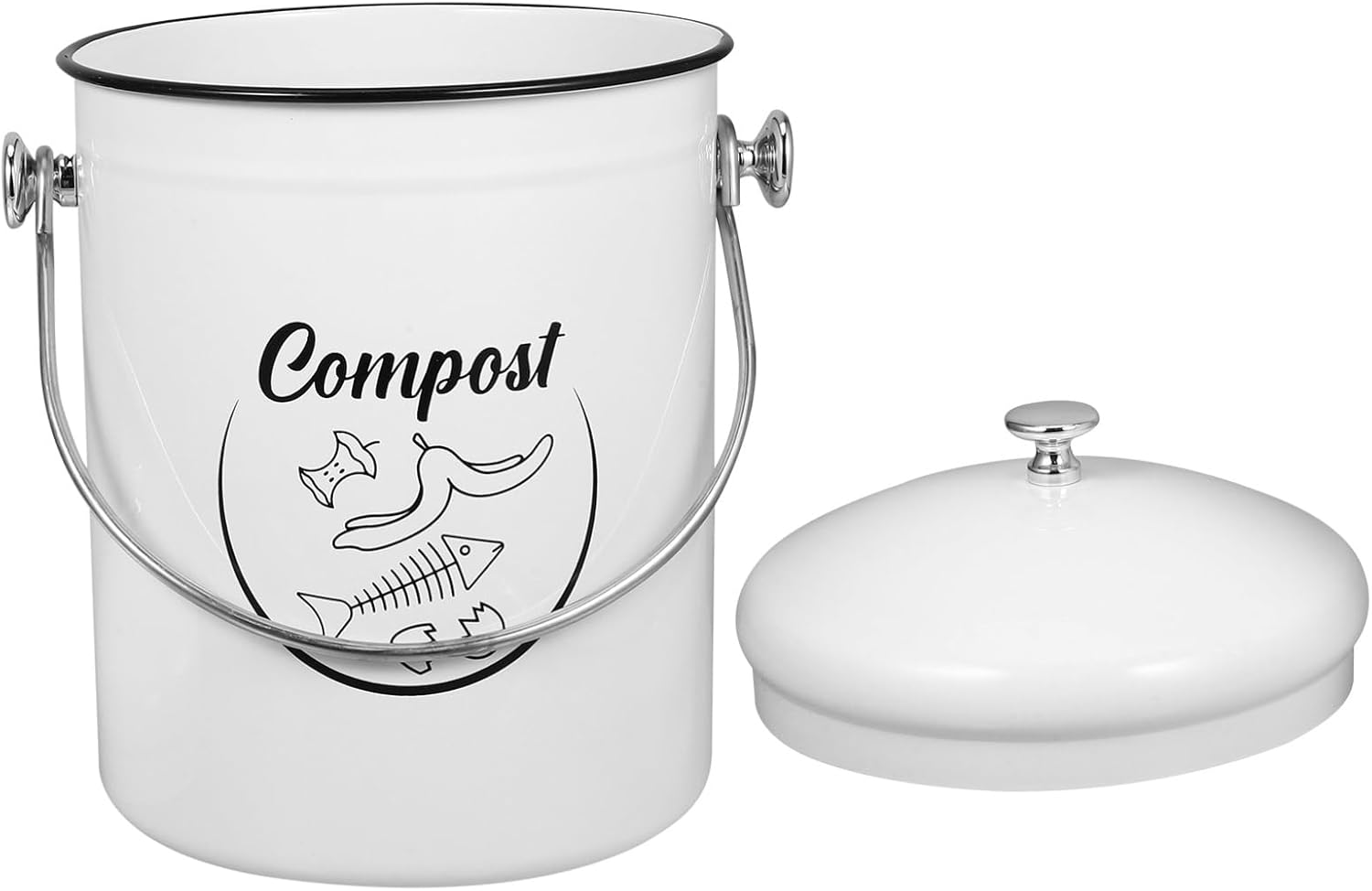 MAGICLULU Large Capacity Kitchen Trash Can Compost Bin Countertop Odor-Free Lid 5l Iron Construction