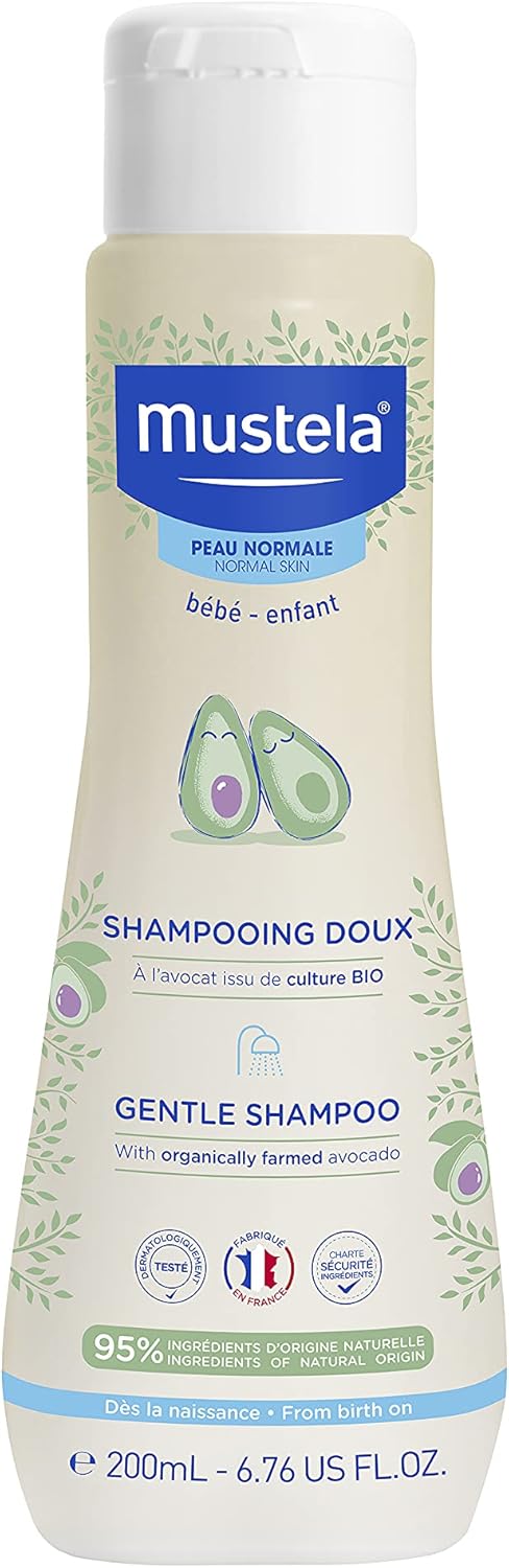 Mustela Baby Gentle Shampoo with Natural Avocado – Hair Care for Kids of all Ages & Hair Types - Tear-Free & Biodegradable Formula - 6.76 fl. oz.