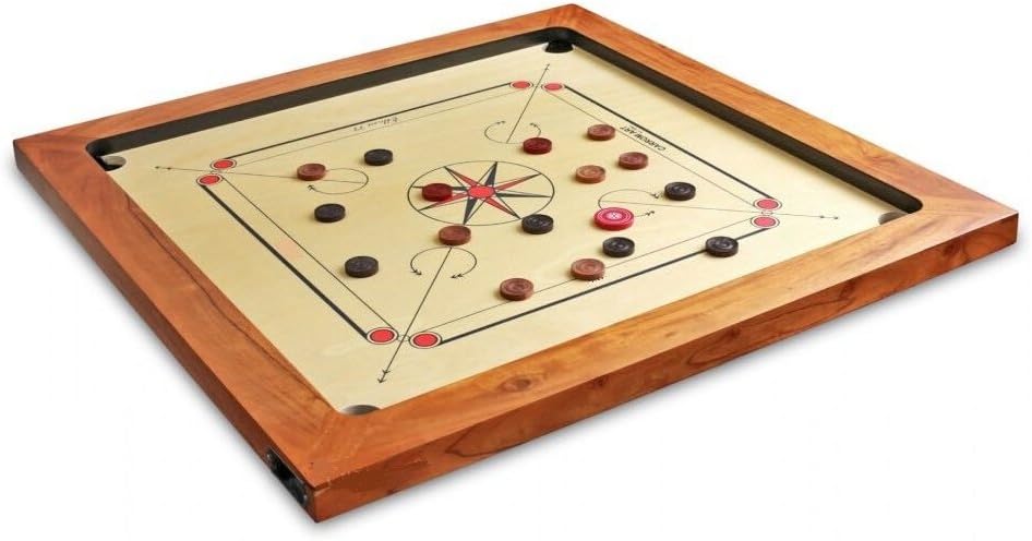 Surco Vintage-K Carrom Board with Coins and Striker Kikar Wood Frame, 8MM