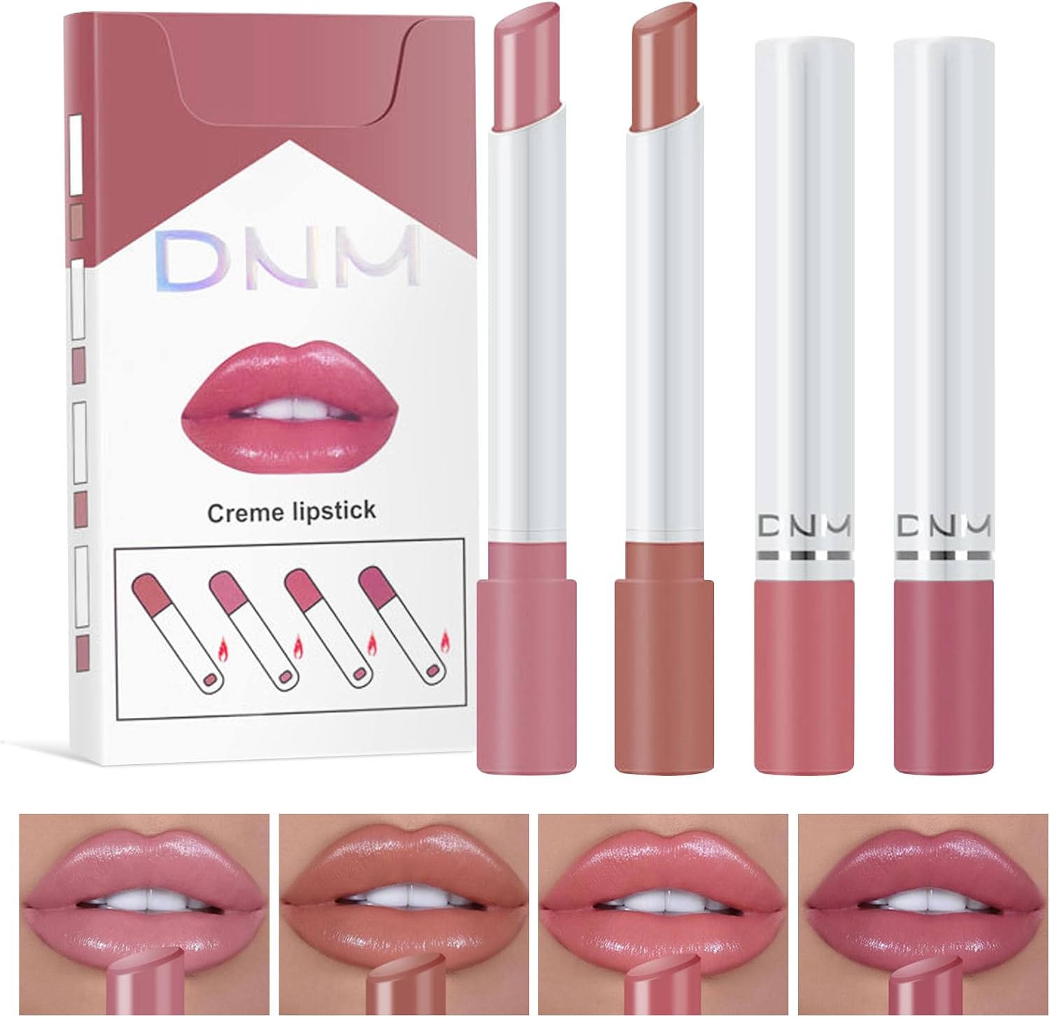 Xumann 4PCS Plumping Lipstick Set, Long Lasting Lipgloss Set for Women, Waterproof Nude Lipstick Sets（03）